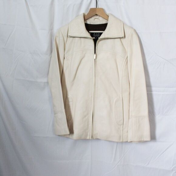 Vintage Women’s Cream Leather Jacket with Thinsulate Liner Zip Front Small - Picture 1 of 12